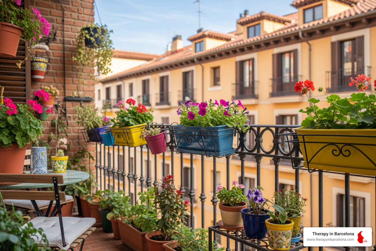 Typical Madrid apartment balcony with plants - moving to madrid as an american