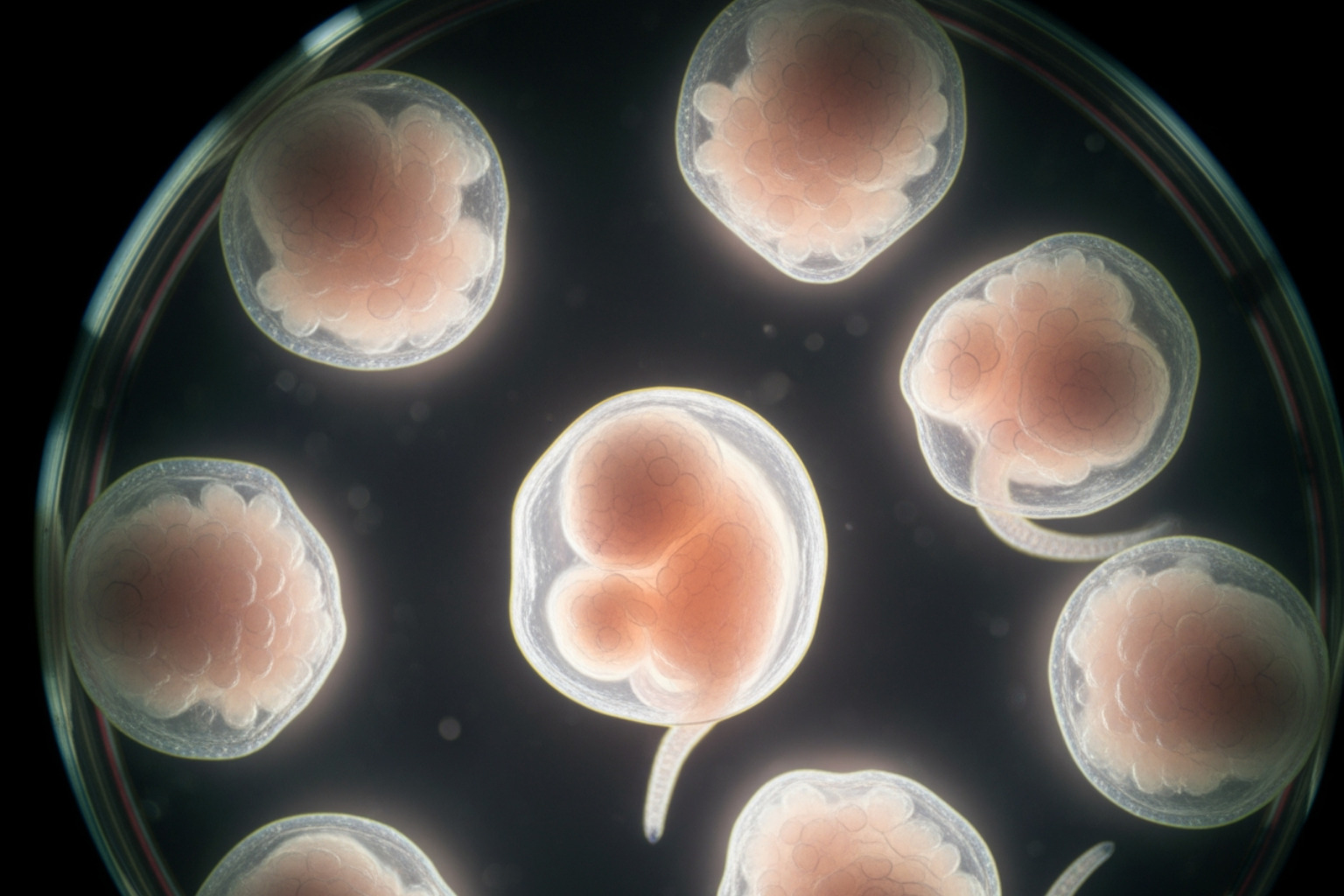 Mouse embryos under a microscope - anne mclaren