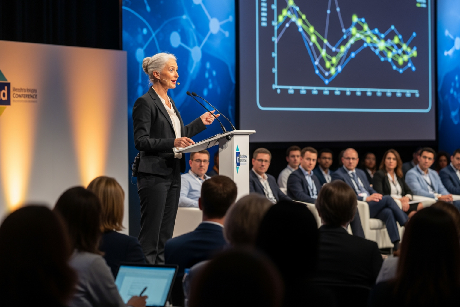 Anne McLaren speaking at a conference - anne mclaren