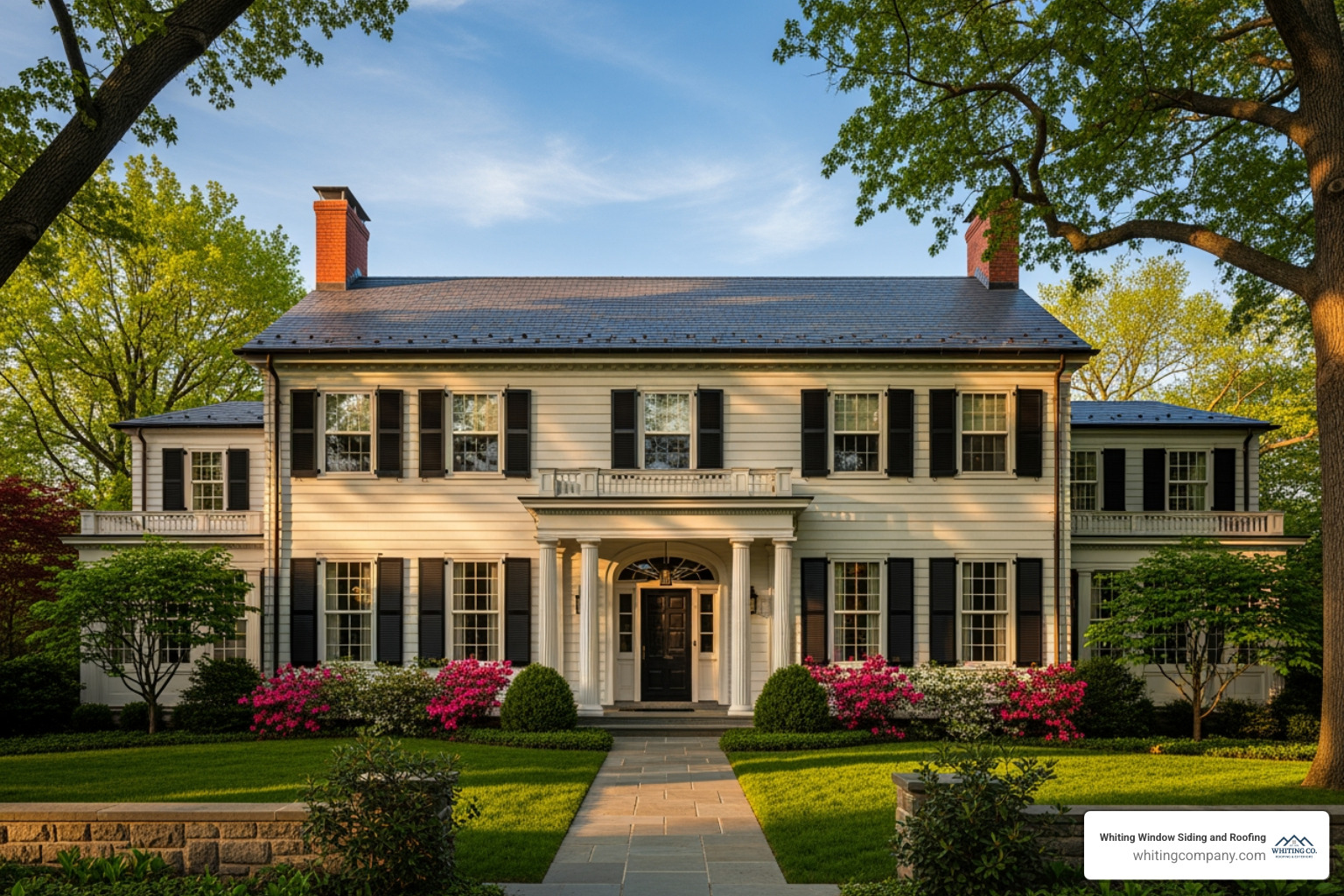 historic Colonial Revival home in Bethesda - slate roofing bethesda