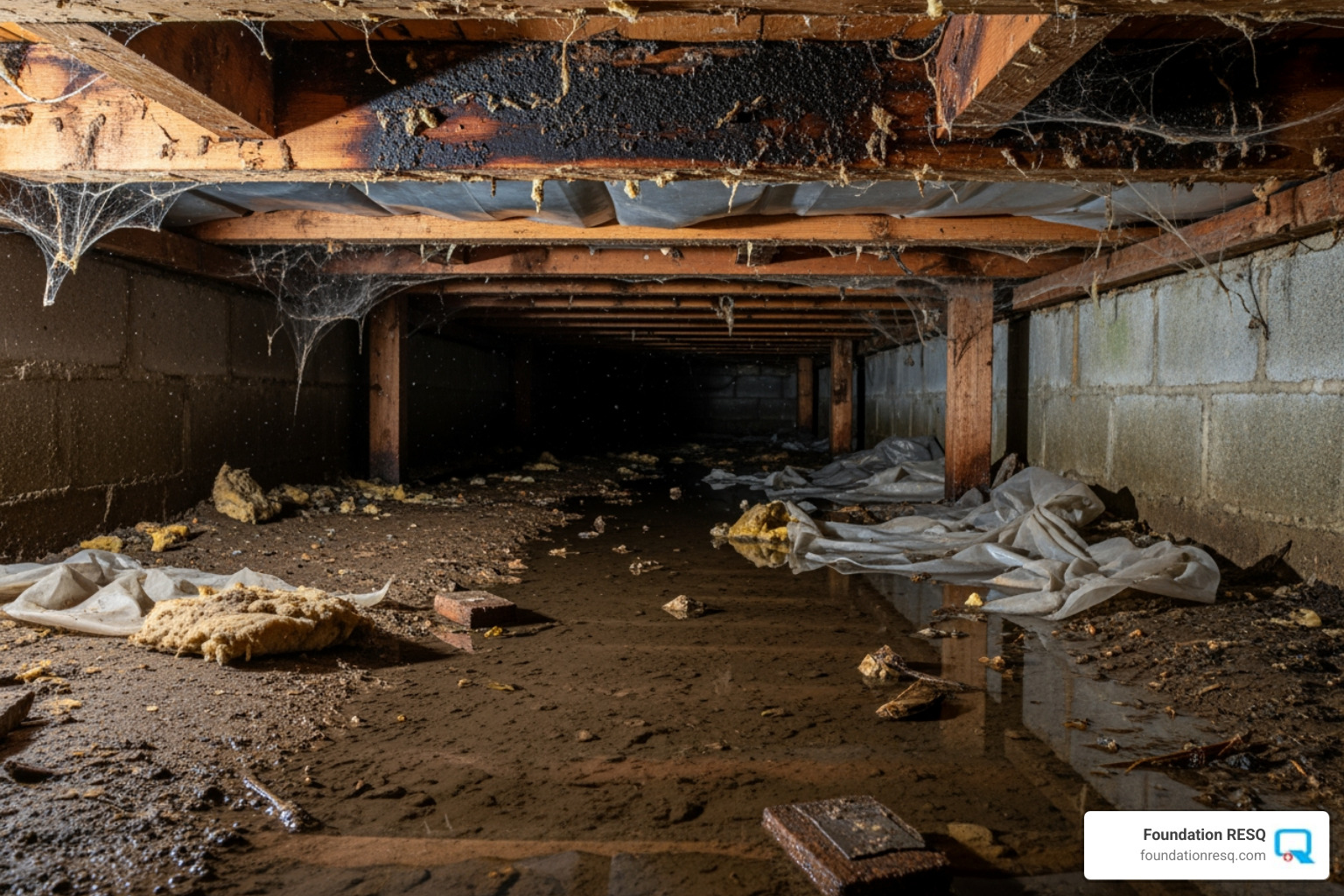 wet crawl space - foundation underpinning services