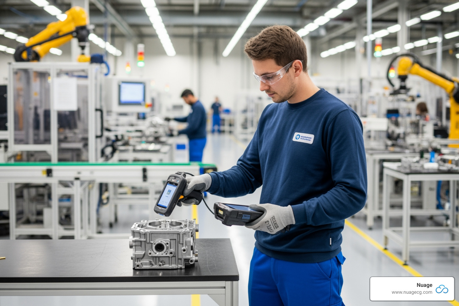 production operator using mobile scanner in factory - netsuite manufacturing mobile production operator using mobile scanner in factory - netsuite manufacturing mobile