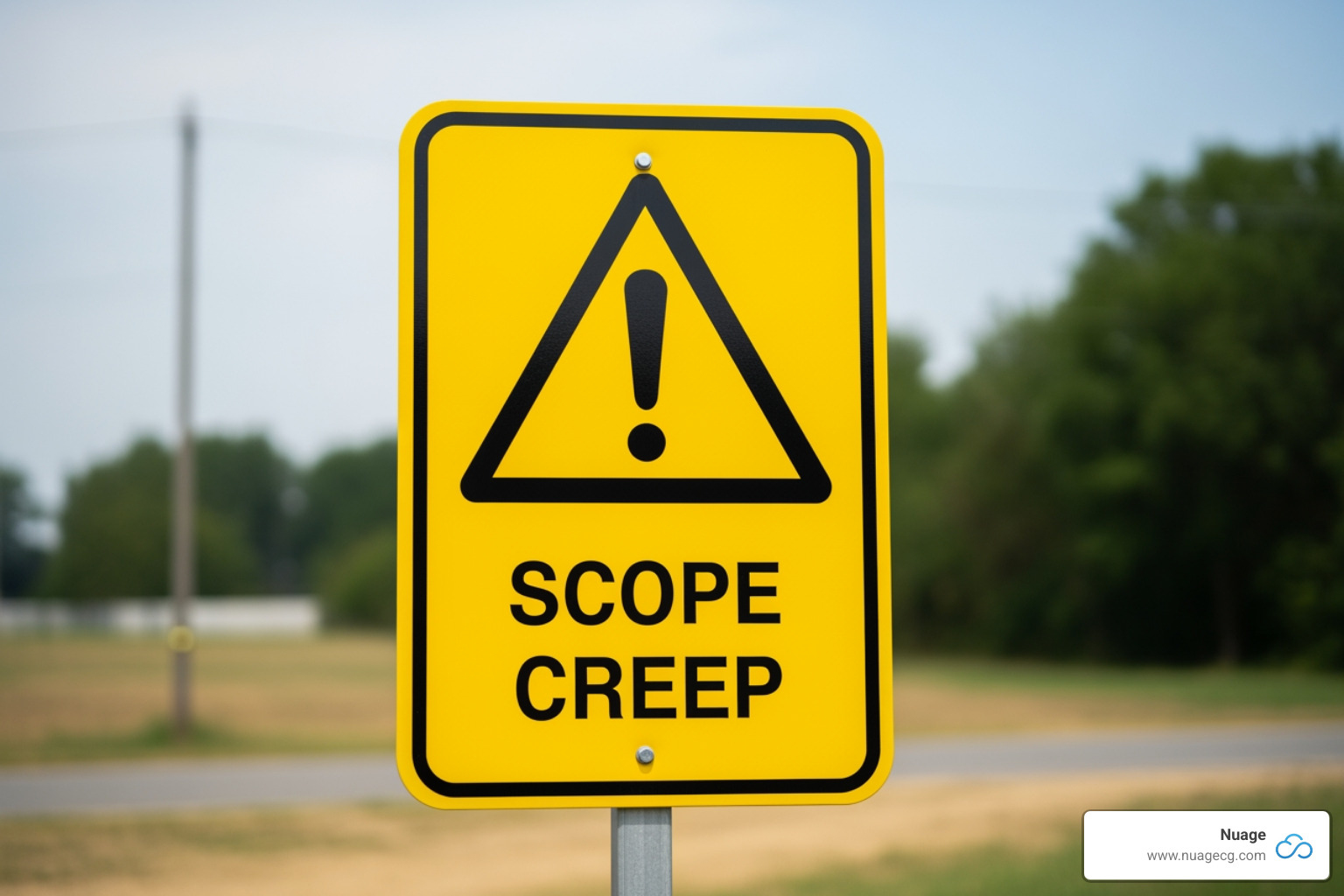 Sign with a warning symbol next to the words "Scope Creep" - NetSuite implementation review Sign with a warning symbol next to the words "Scope Creep" - NetSuite implementation review