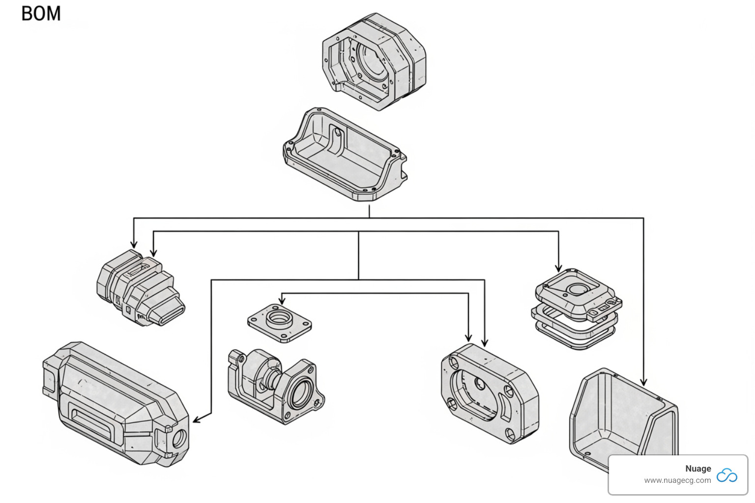 Diagram illustrating the essential components of a BOM record - Bill of materials NetSuite Diagram illustrating the essential components of a BOM record - Bill of materials NetSuite