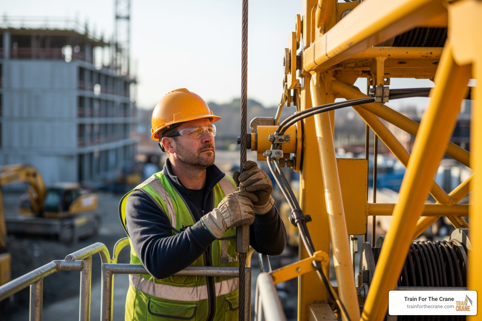 crane operator performing a pre-lift safety check - crane operator certification near me