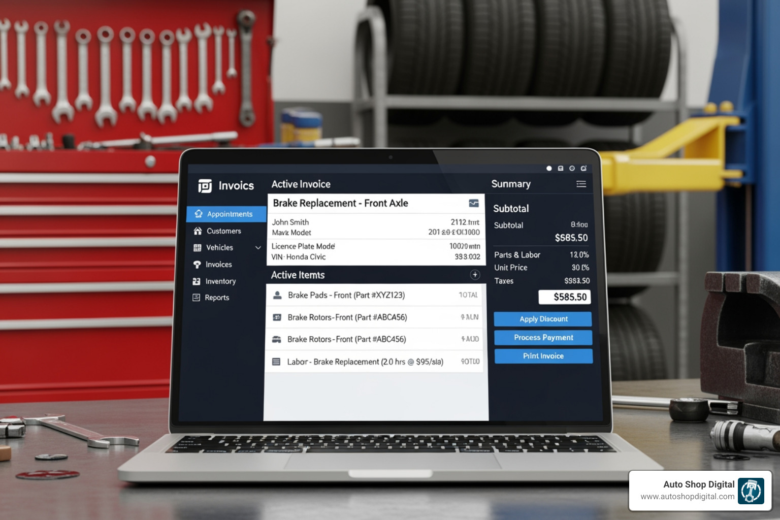 modern POS software interface on a laptop - automotive POS software