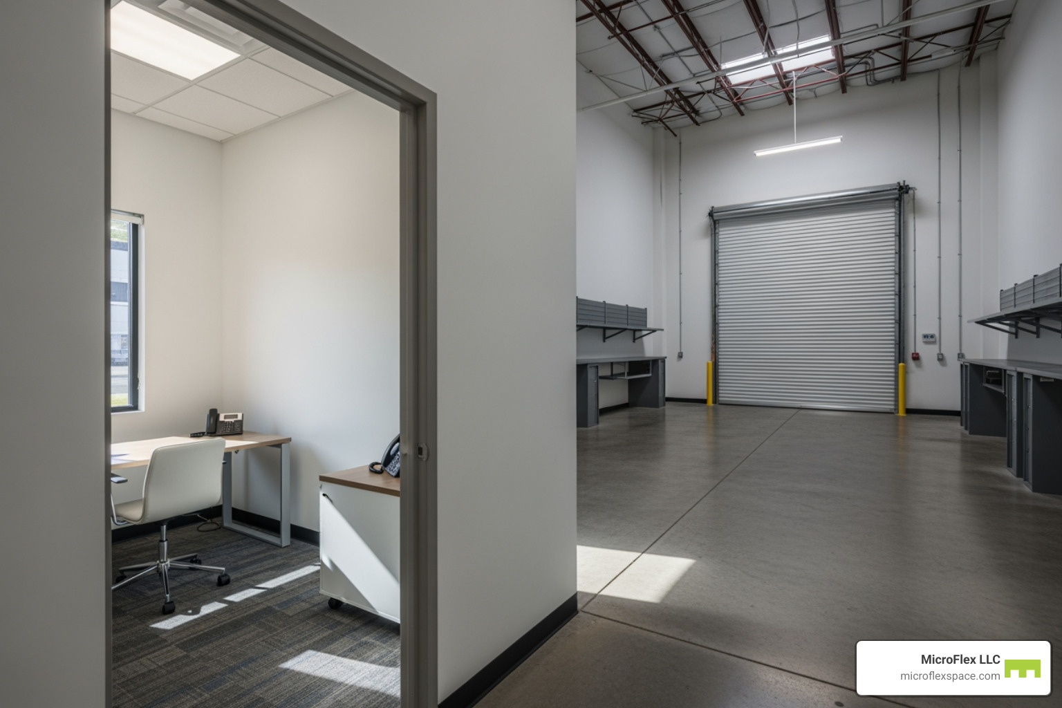 versatile MicroFlex space showing an office and warehouse combination - commercial space in hoover for lease