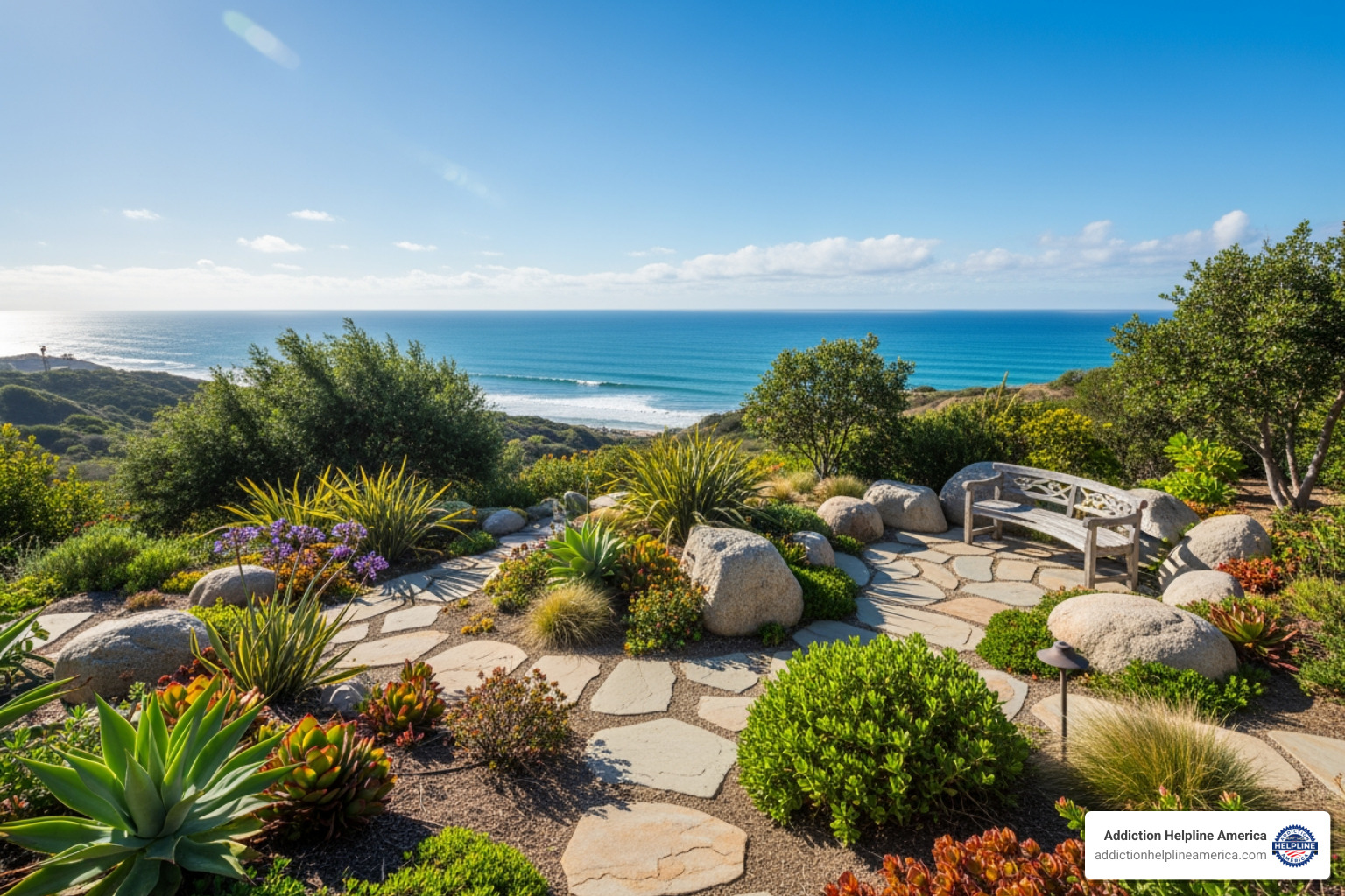 Peaceful meditation garden on a Malibu hillside - Malibu meditation retreat