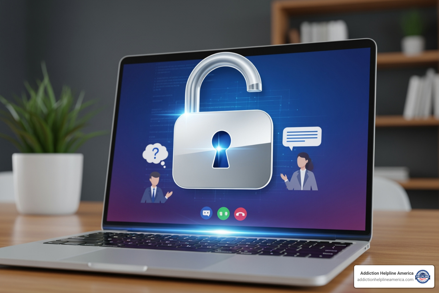 lock symbol over a computer screen representing privacy and security - online drug counseling