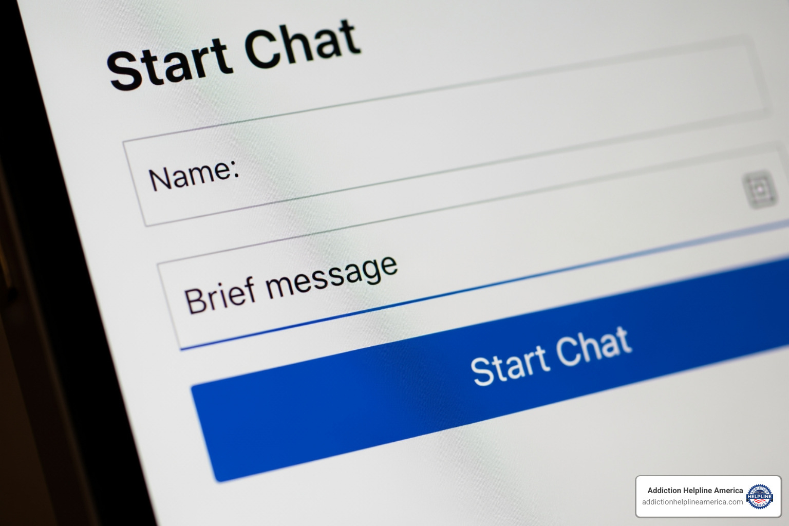 a sample "Start Chat" form - mental health helpline online chat