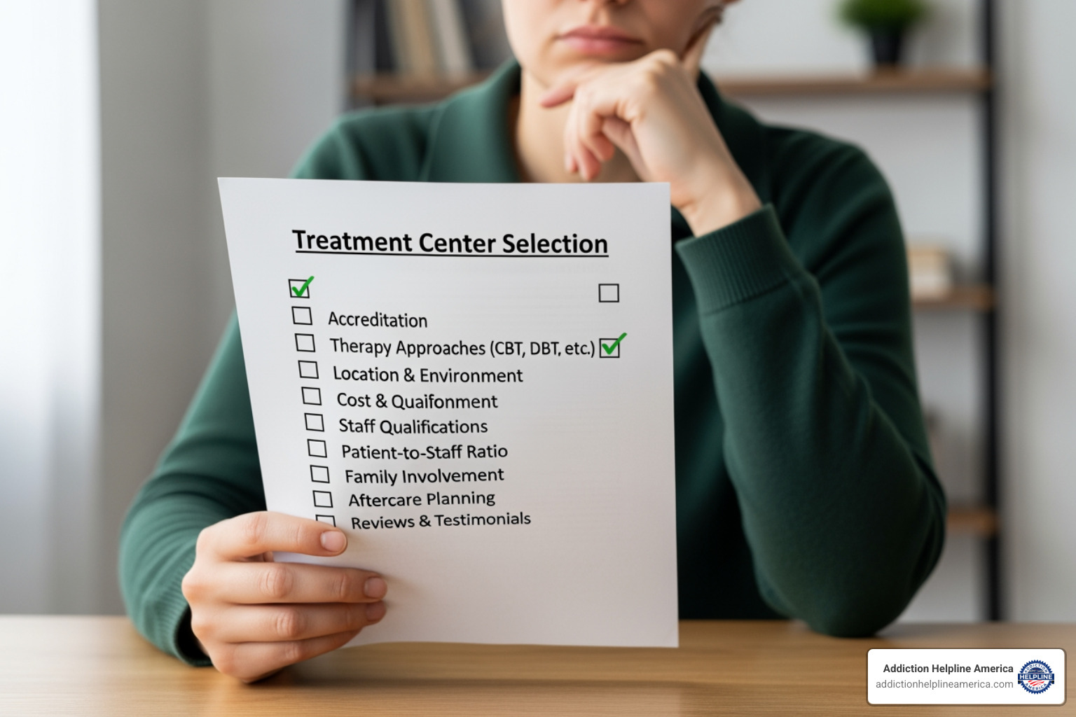 Person looking at a checklist for treatment centers - treatment centers for alcoholics Person looking at a checklist for treatment centers - treatment centers for alcoholics