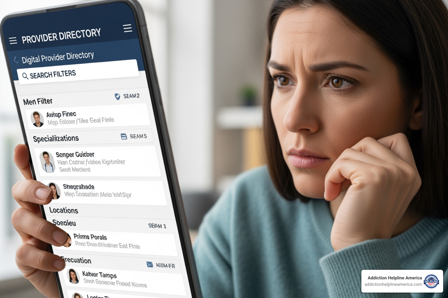 person looking at provider directory - outpatient counseling services