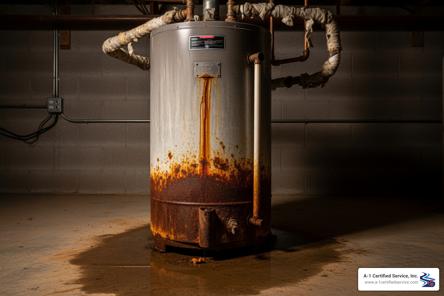 corroded and leaking old tank-style water heater - heating upgrade in mascot tn corroded and leaking old tank-style water heater - heating upgrade in mascot tn