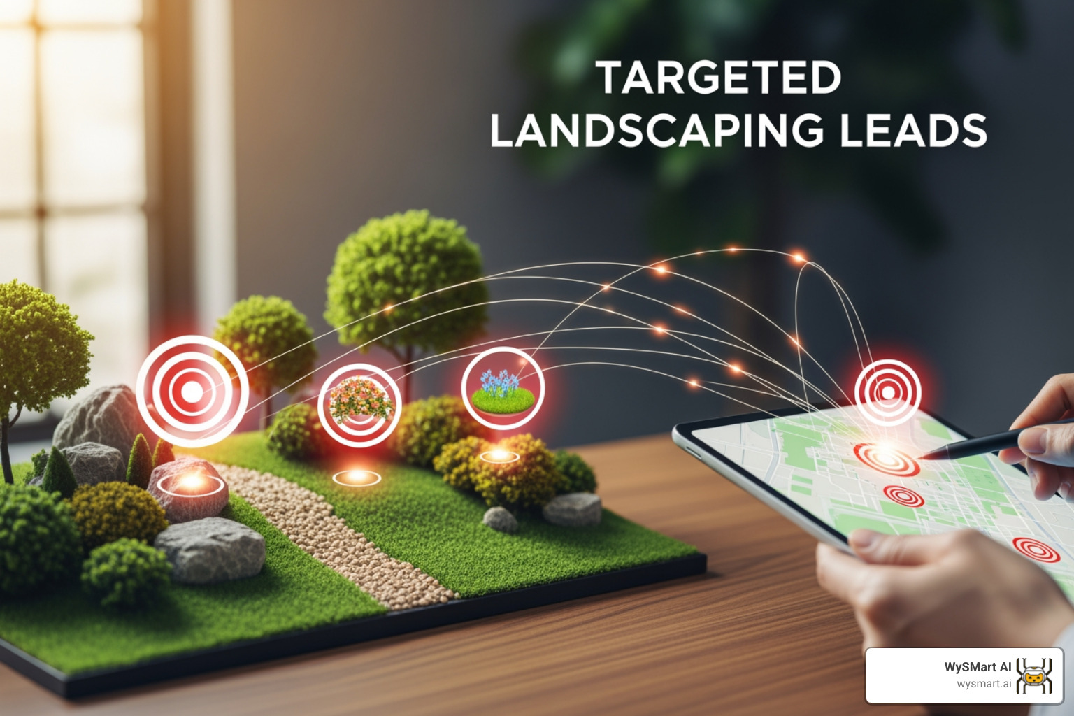 CRM dashboard showing a lead follow-up sequence, with AI-powered task automation - Targeted landscaping leads