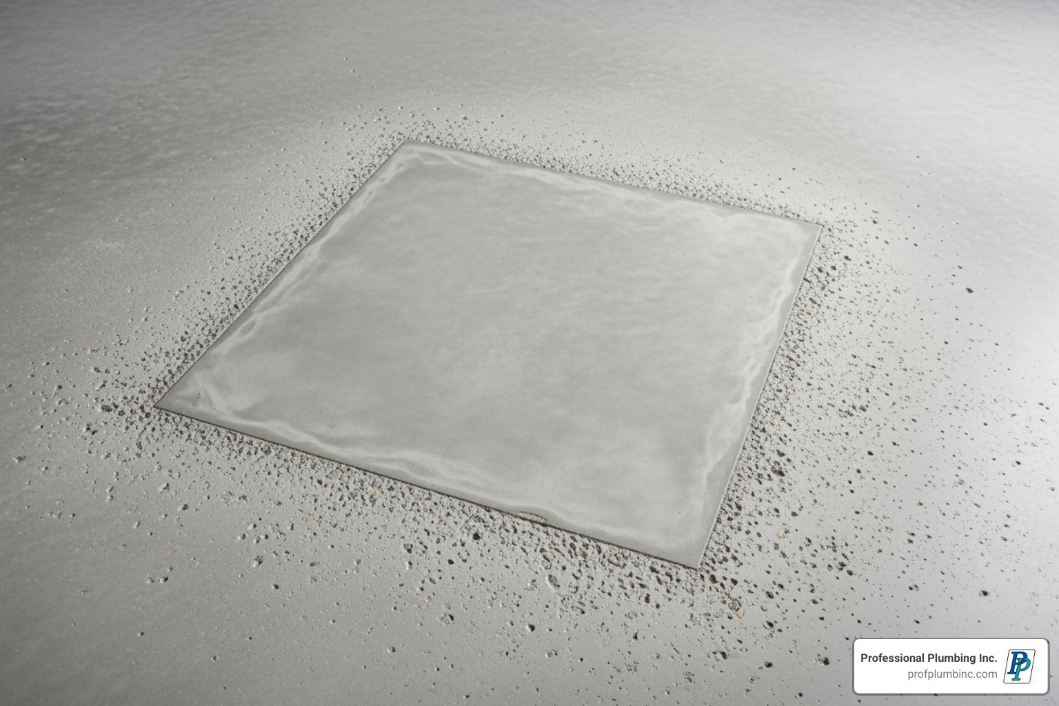 Clean, repaired section of concrete floor - concrete slab leak detection in garden grove