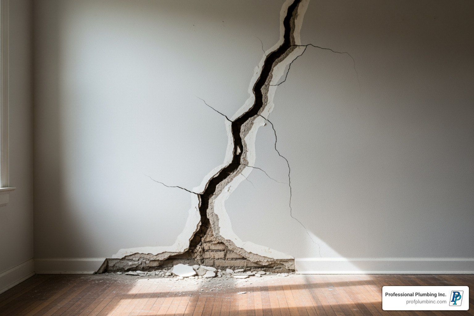 Cracked interior wall stemming from the floor - Cold water slab leak