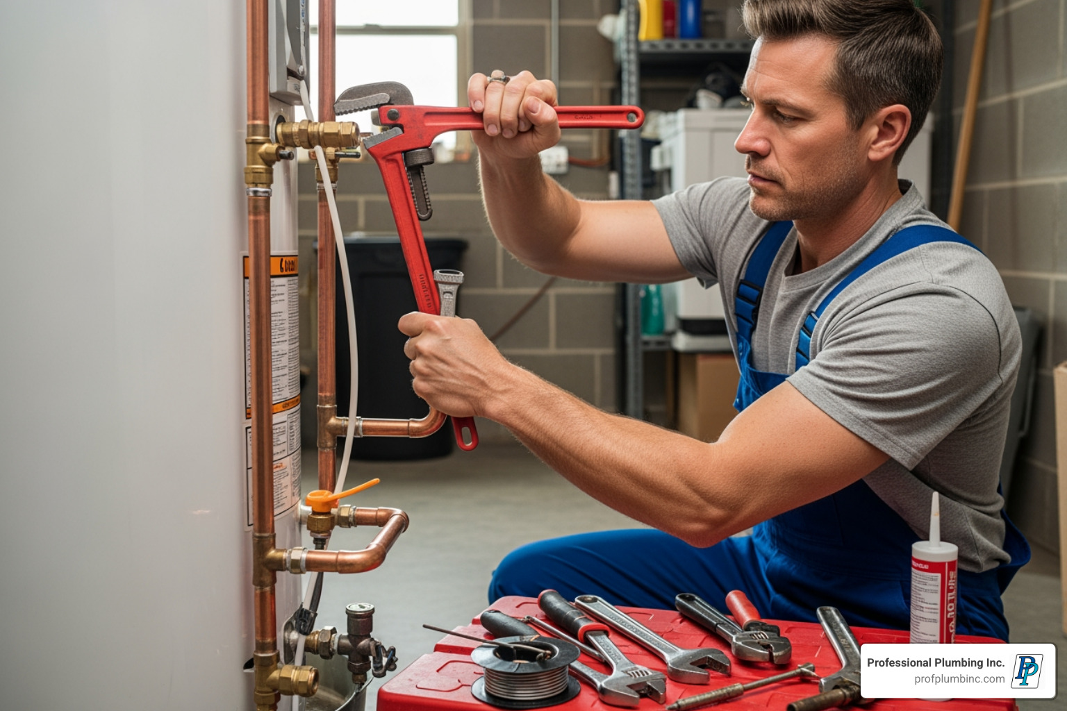 plumber working on water heater connections - hot water heater replacement cost plumber working on water heater connections - hot water heater replacement cost