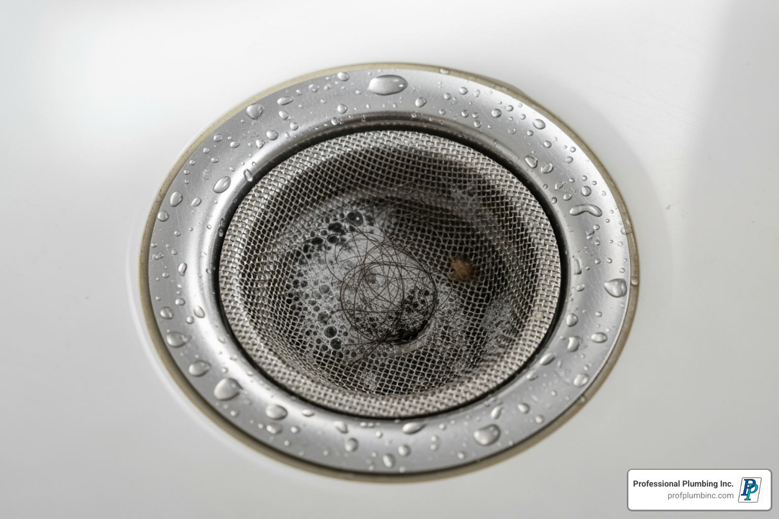 mesh drain catcher in a shower drain - Clogged drain Orange County
