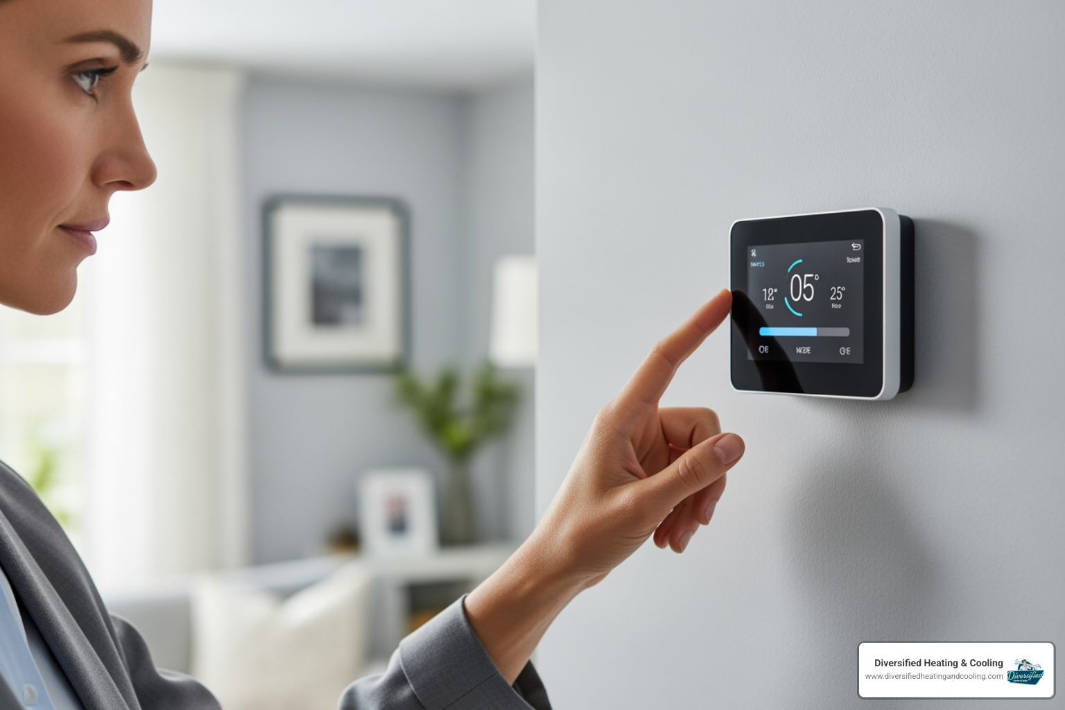 Homeowner safely checking thermostat settings - 24/7 heating repair in yucca valley ca