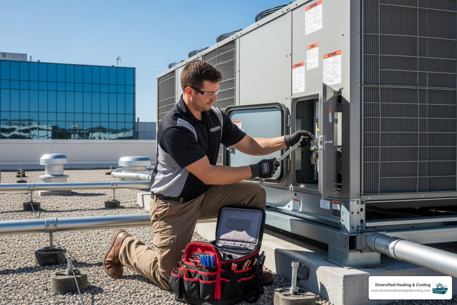 technician performing maintenance on a commercial unit - 24/7 commercial hvac repair in landers ca technician performing maintenance on a commercial unit - 24/7 commercial hvac repair in landers ca