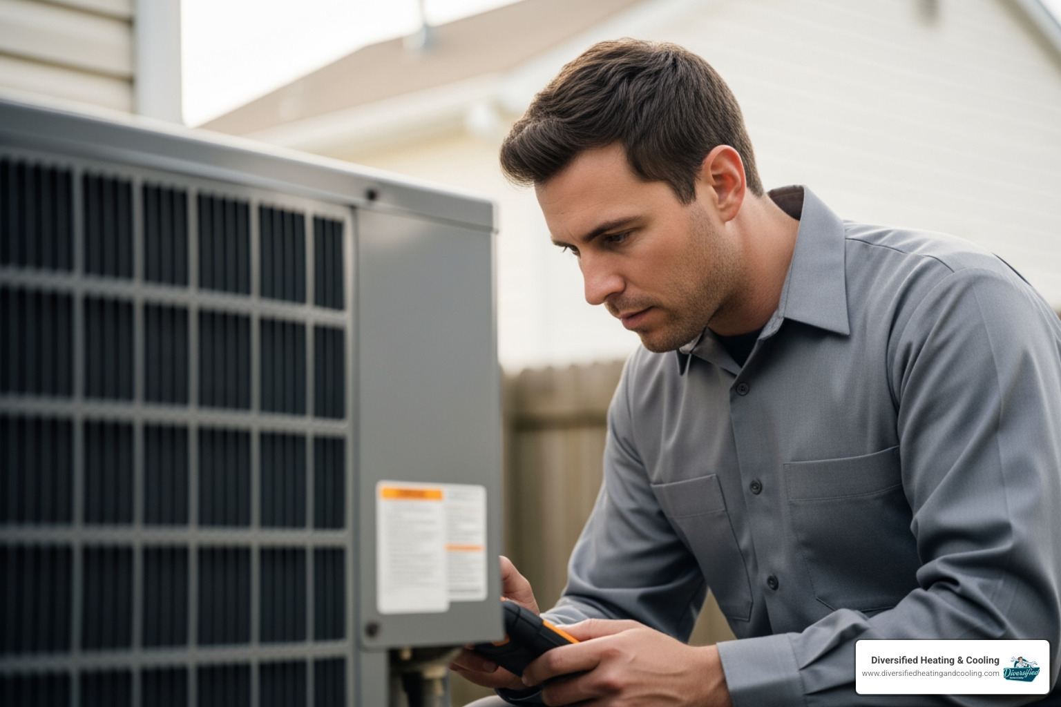 A professional technician inspecting a heat pump's outdoor unit - emergency heat pump repair in la quinta ca