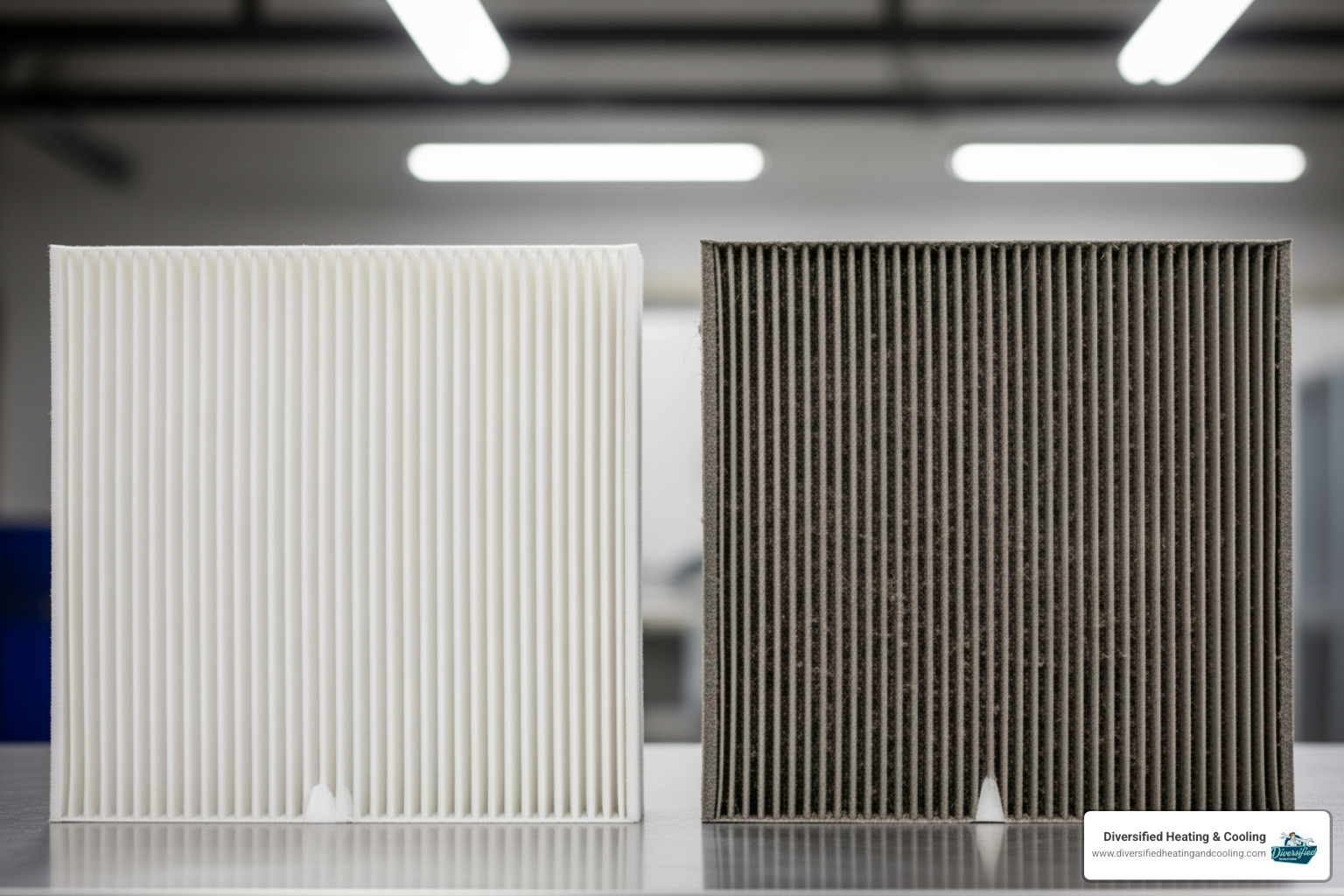 of a clean air filter next to a dirty one - commercial hvac repair in cathedral city ca