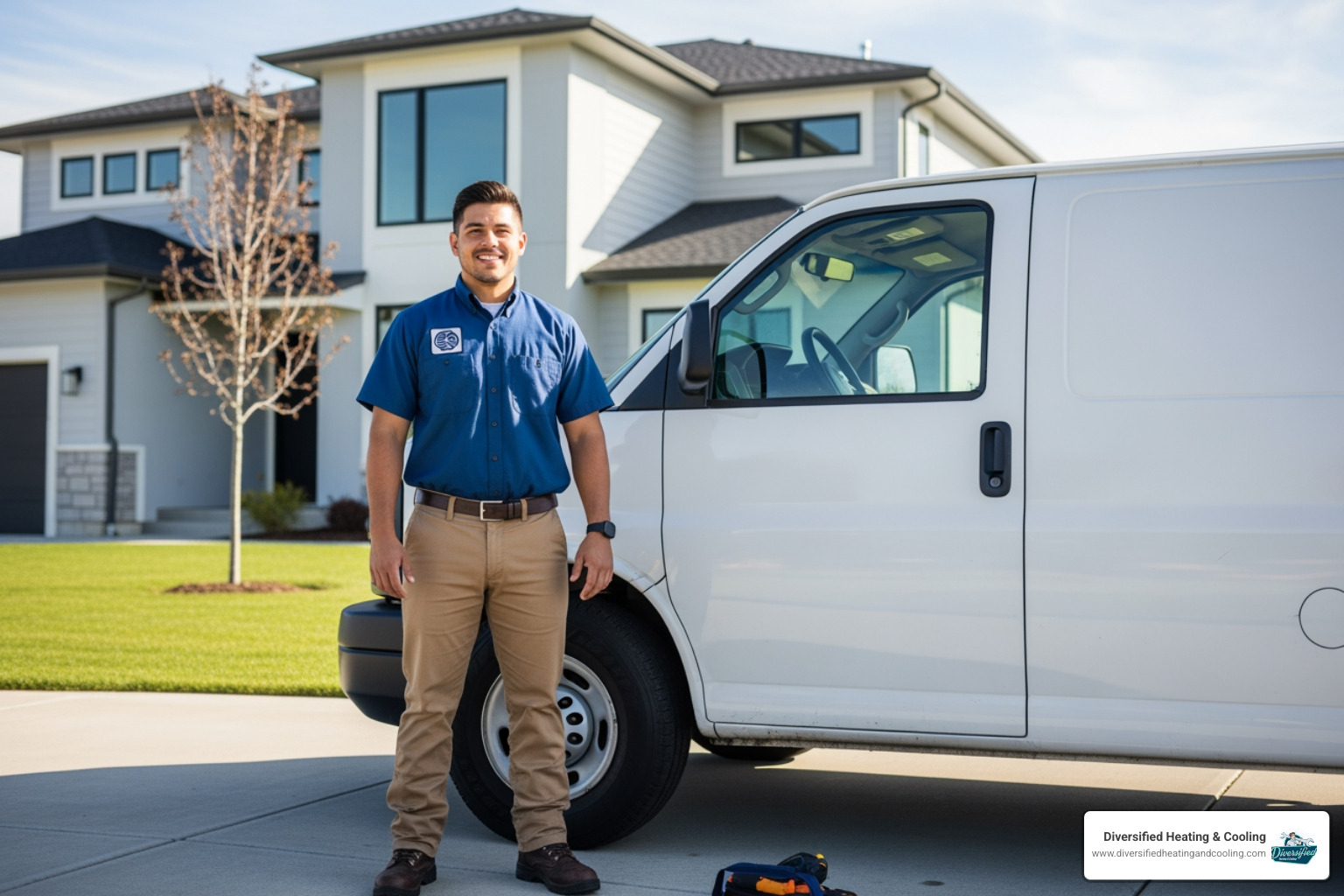 professional technician with a service van - best heat pump company in thousand palms ca