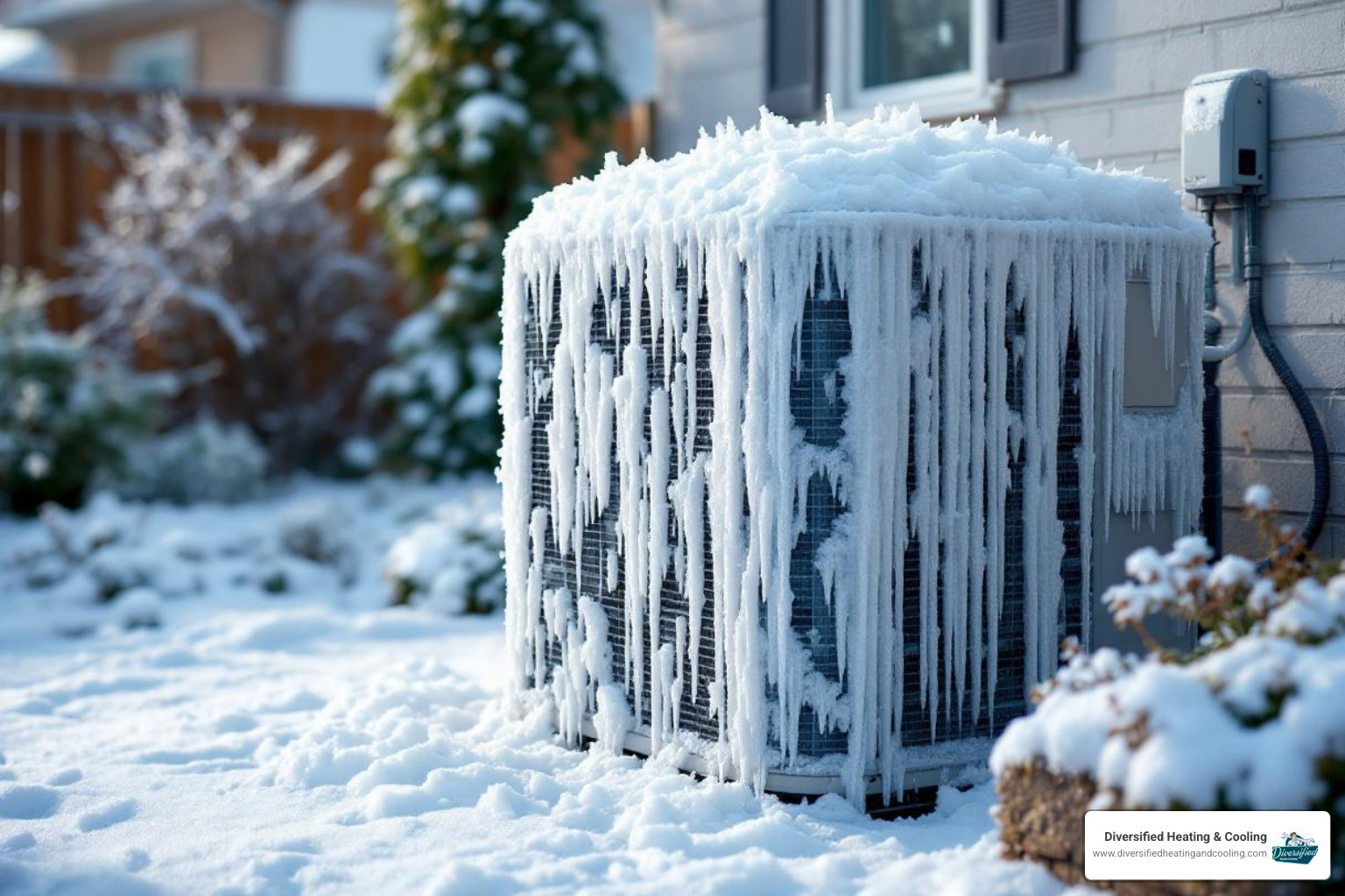 of a frozen outdoor heat pump unit - 24/7 heat pump repair in joshua tree ca