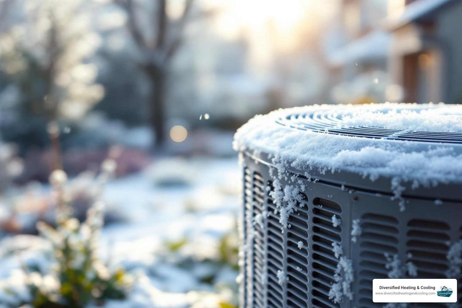 An outdoor heat pump unit covered in a light layer of frost during a cool morning, indicating a potential issue or normal operation depending on conditions - heat pump repair in landers ca An outdoor heat pump unit covered in a light layer of frost during a cool morning, indicating a potential issue or normal operation depending on conditions - heat pump repair in landers ca