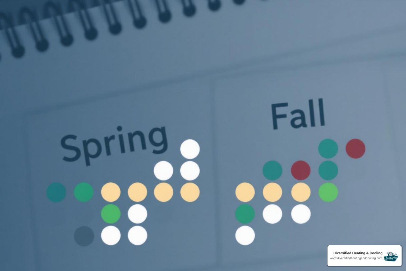 Calendar highlighting spring and fall for HVAC maintenance - commercial hvac maintenance service in cathedral city ca