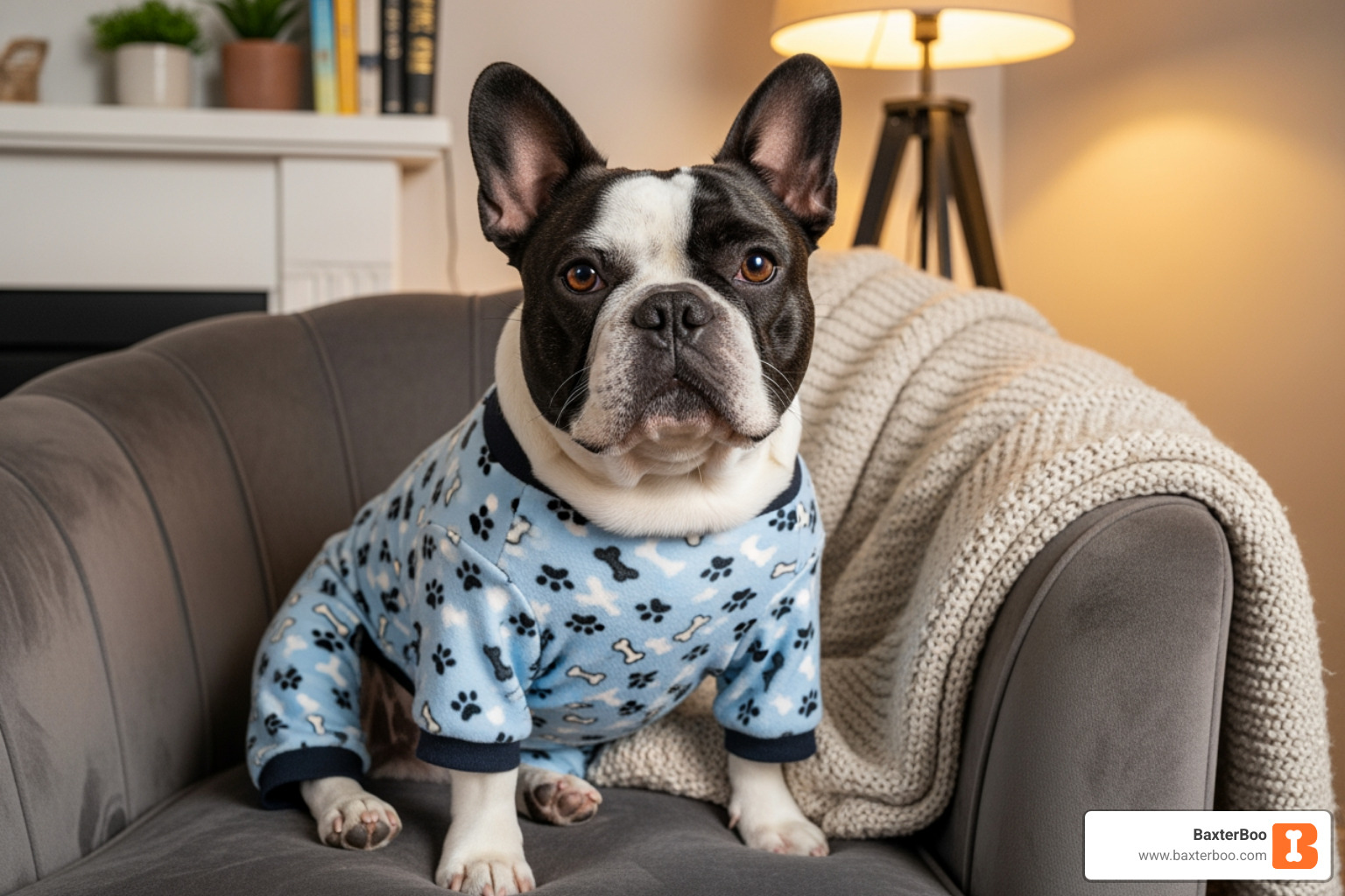 Broad-chested dog in well-fitting pajamas - dog pajamas