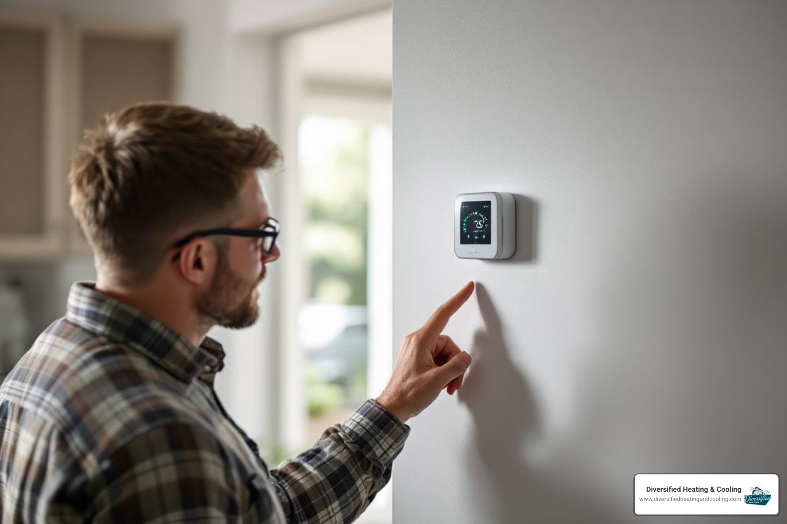 of a homeowner checking their thermostat - heat pump broken in big bear city ca