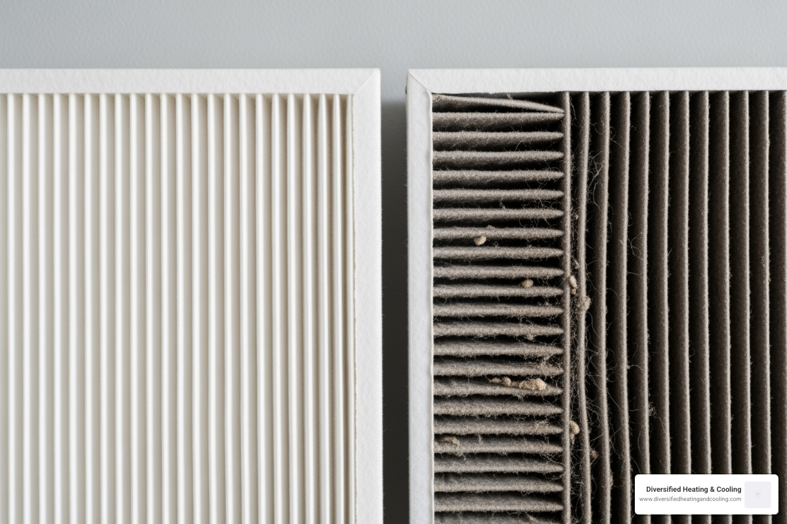 clean hvac air filter next to a dirty one illustrating the importance of regular maintenance - affordable heating repair in yucca valley ca