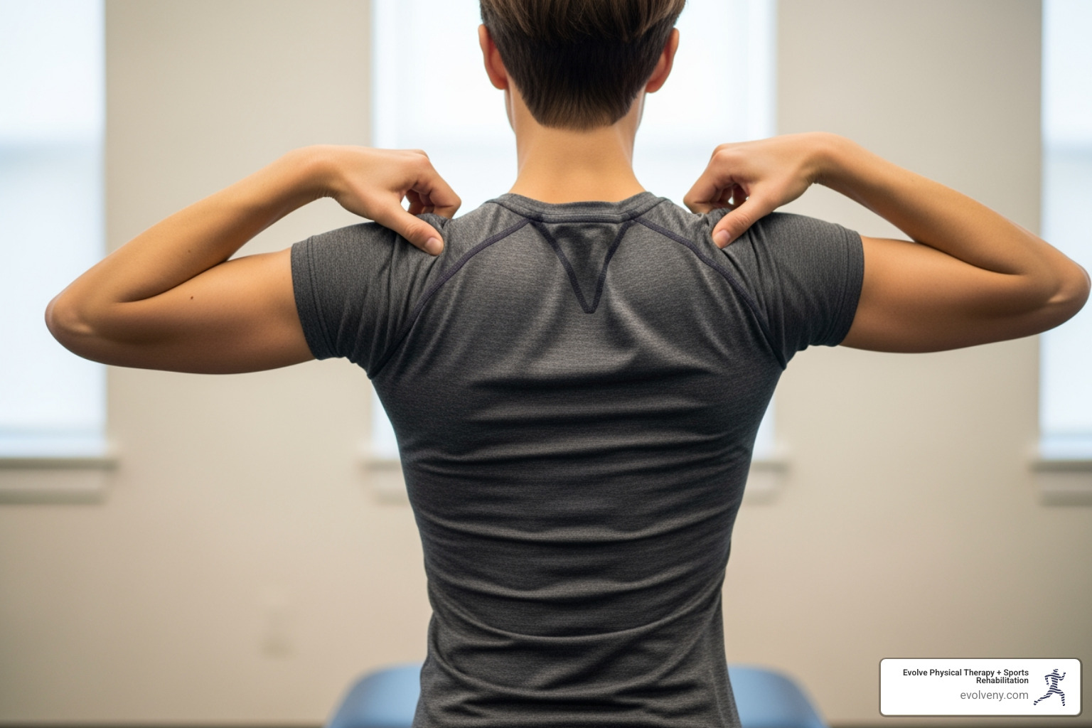 person doing scapular retraction - physical therapy exercises for cervical disc herniation person doing scapular retraction - physical therapy exercises for cervical disc herniation