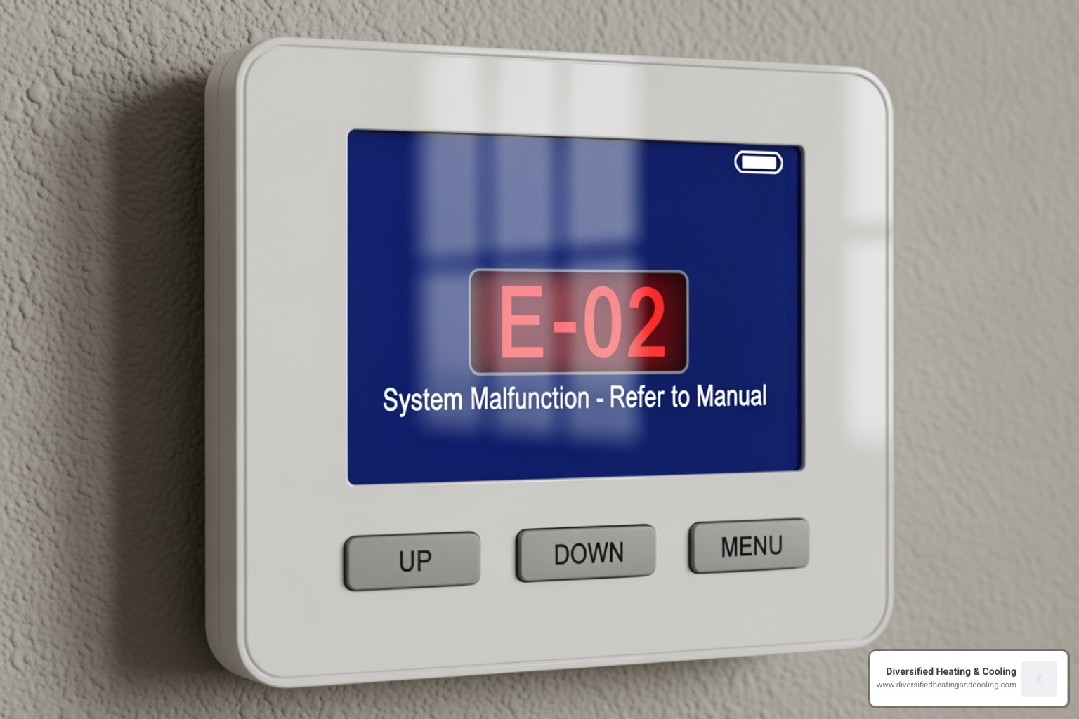 Digital thermostat displaying an error message - affordable heating repair in pioneertown ca