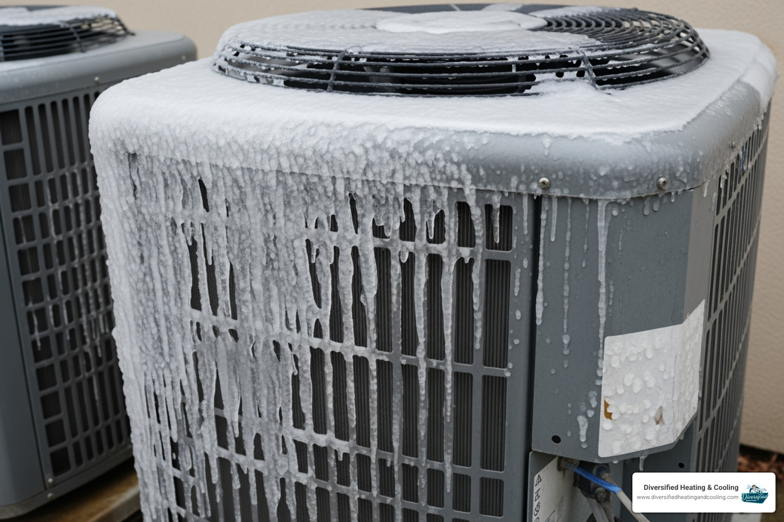 an iced-over commercial AC unit, visually demonstrating a critical problem that requires immediate professional attention - 24 hour commercial hvac service in rancho mirage ca