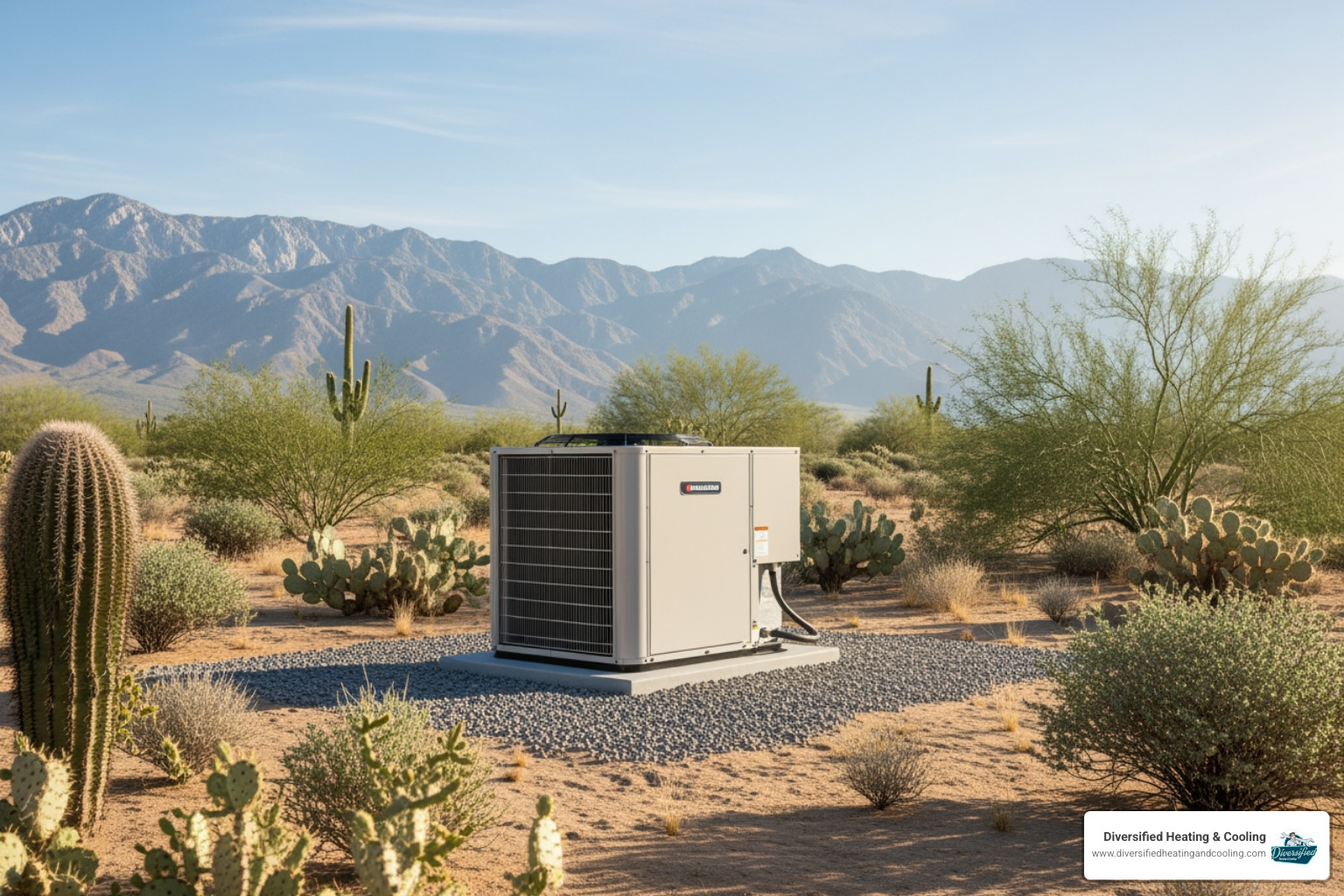 outdoor HVAC unit in a desert setting - heating repair in joshua tree ca