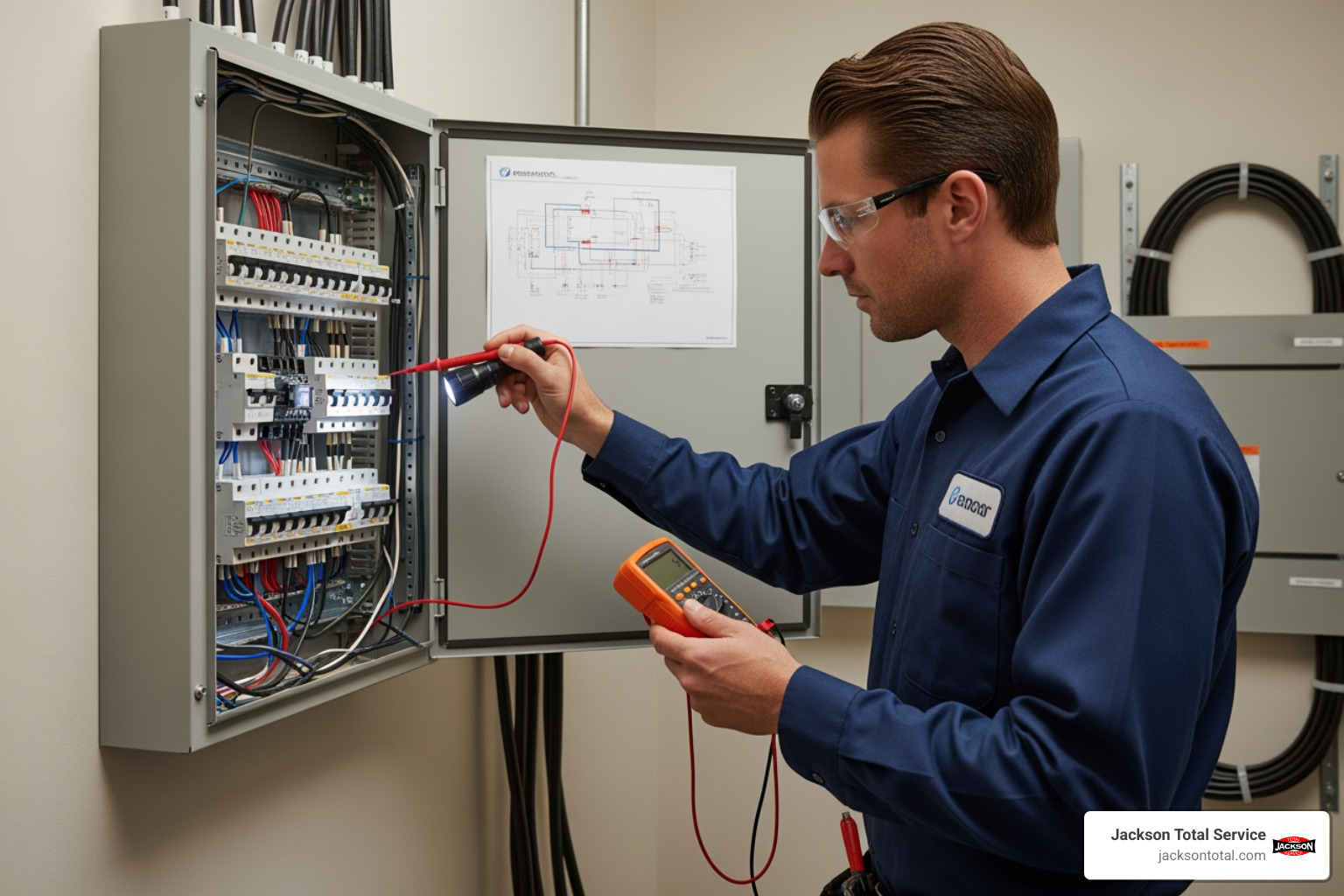 professional electrician inspecting a modern electrical panel - electrical repair lehigh acres fl