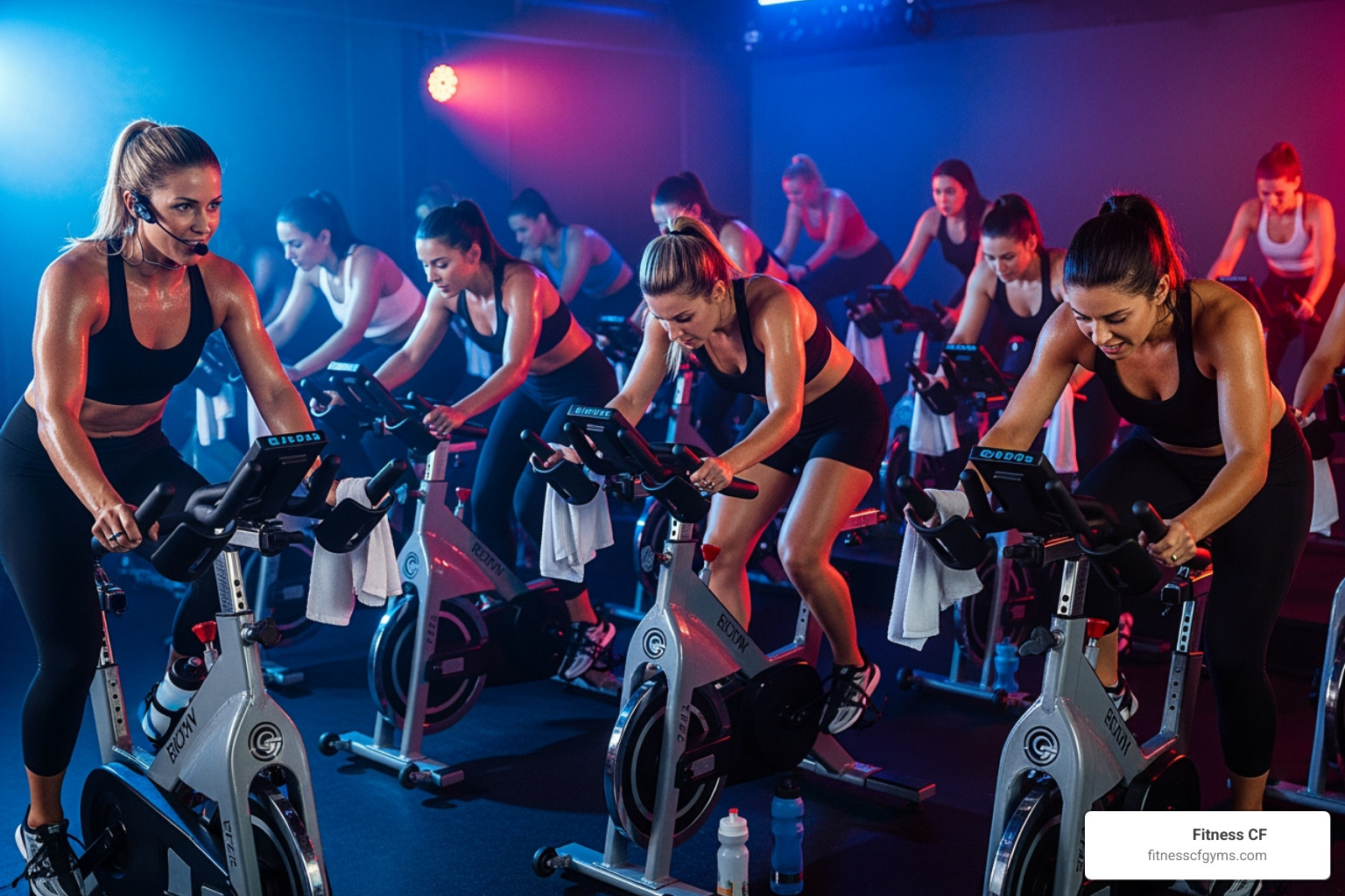 women in a high-energy spin class - women only gyms women in a high-energy spin class - women only gyms