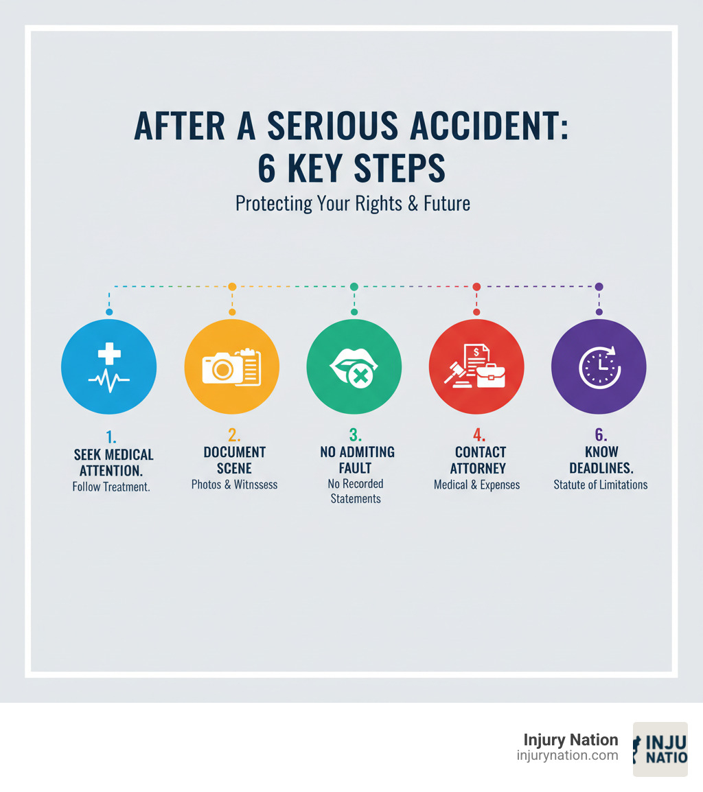 infographic showing steps after serious accident - Serious injury attorney infographic 