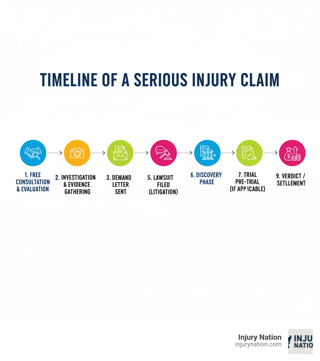 timeline of a serious injury claim - Serious injury attorney infographic 