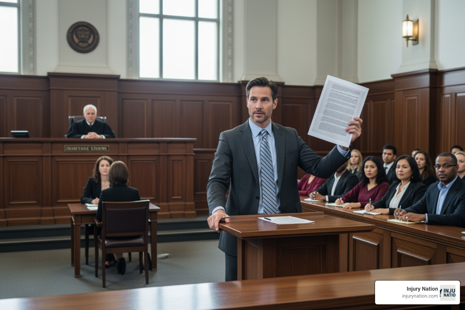 attorney confidently presenting evidence - Serious injury attorney