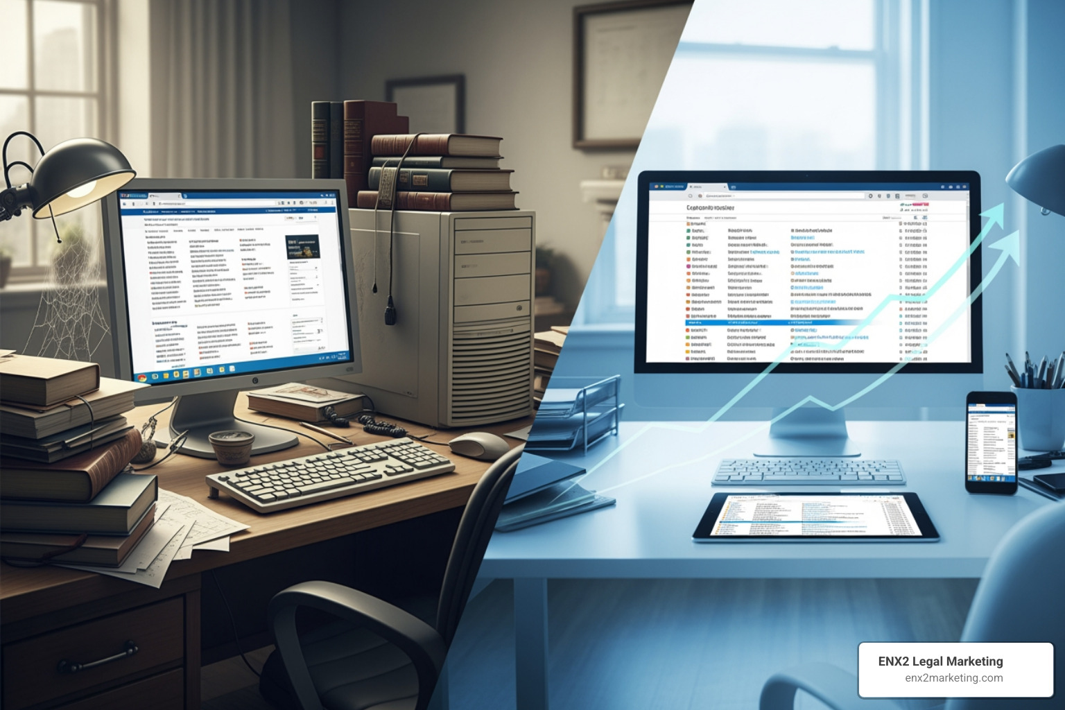 Google Analytics dashboard showing website traffic and conversions. - legal website SEO