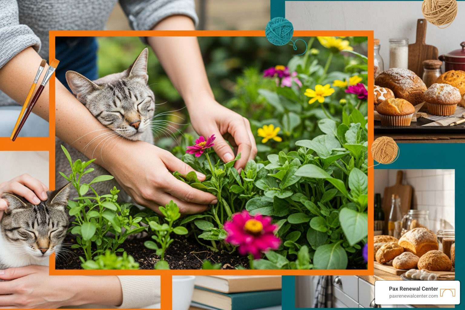 of a collage showing people's hobbies like gardening, pets, and baking - Online relationship building