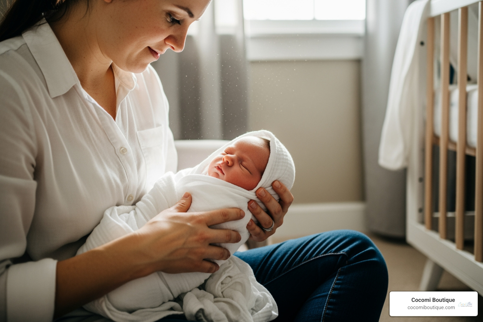 a parent gently swaddling a baby - Newborn sleep comfort