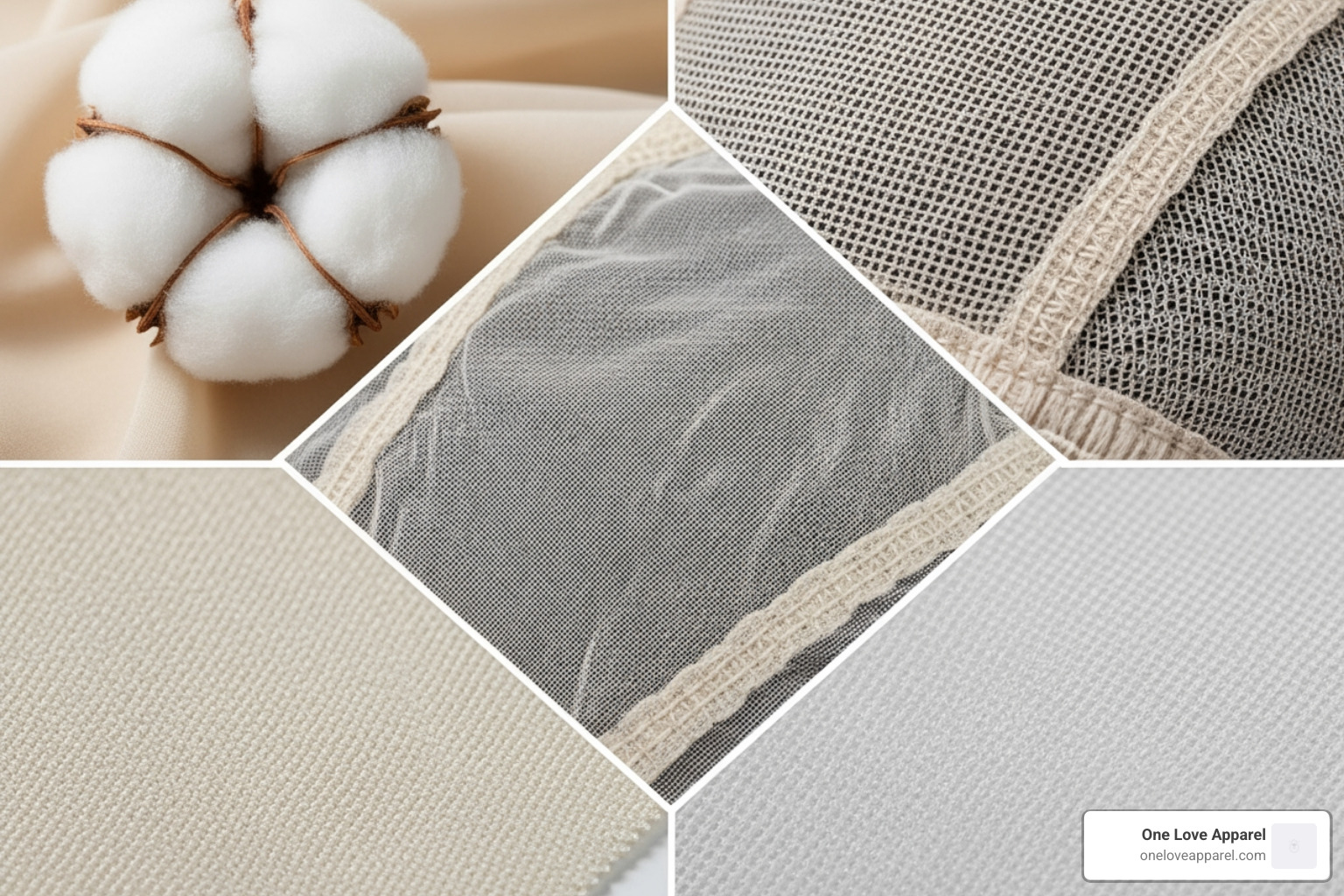 collage of different wig cap materials like mesh, cotton, and bamboo - comfortable wig cap