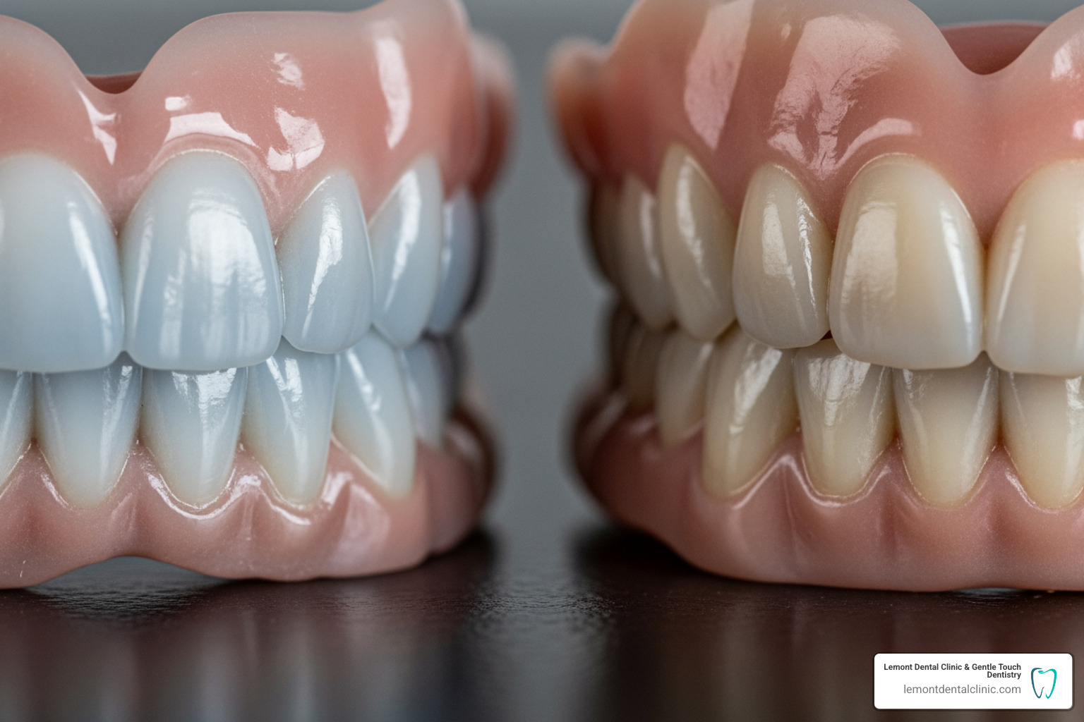 porcelain and acrylic denture teeth side-by-side - types of dentures photos porcelain and acrylic denture teeth side-by-side - types of dentures photos