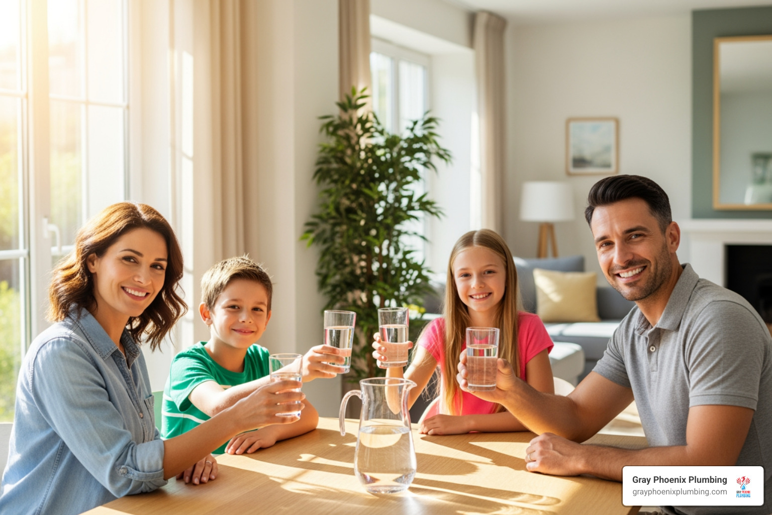 A family enjoying clean water at home - Halo 5 water system