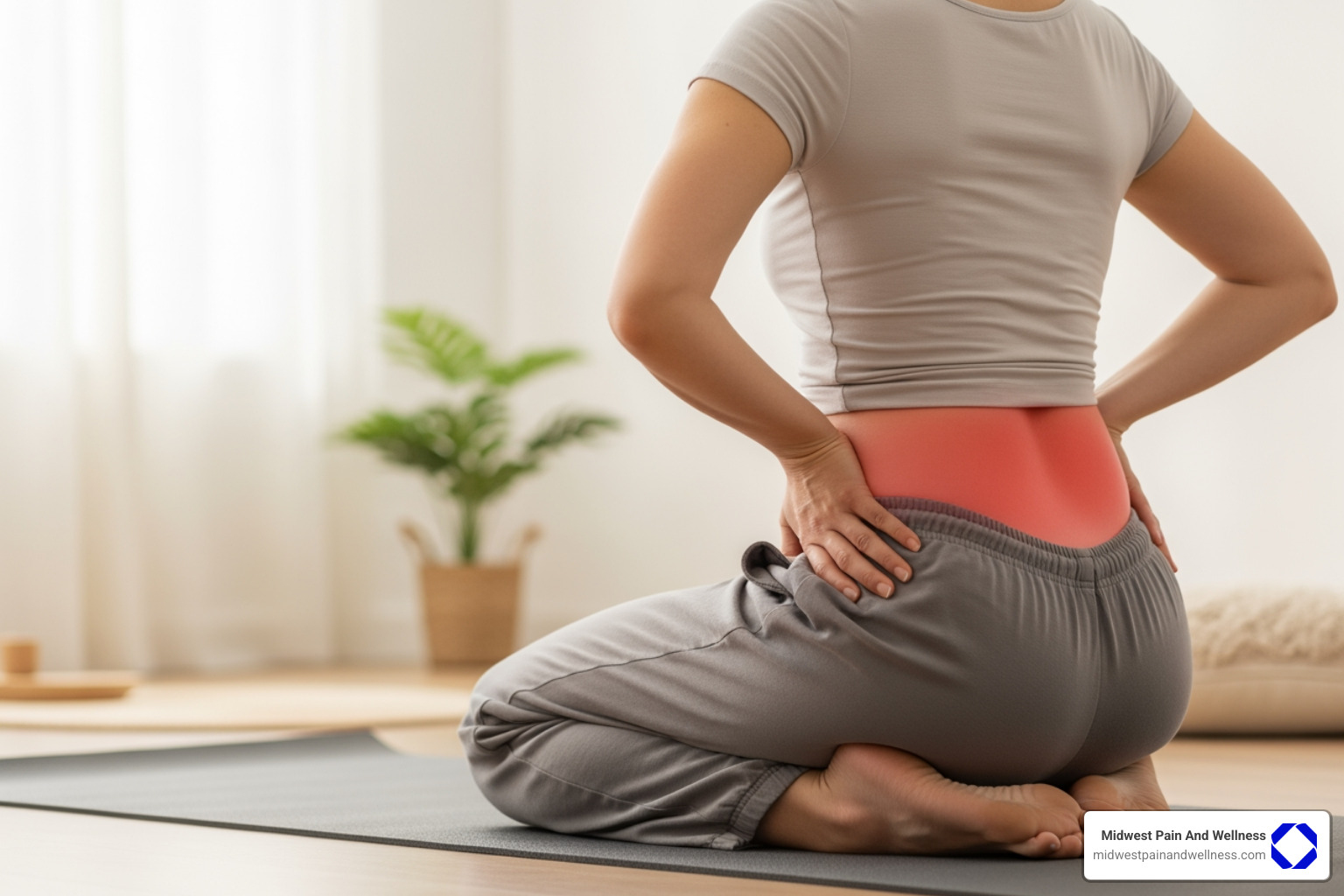 Image illustrating various common pain locations in the pelvic area, such as lower abdomen, hips, lower back, groin, and perineum - pelvic pain relief