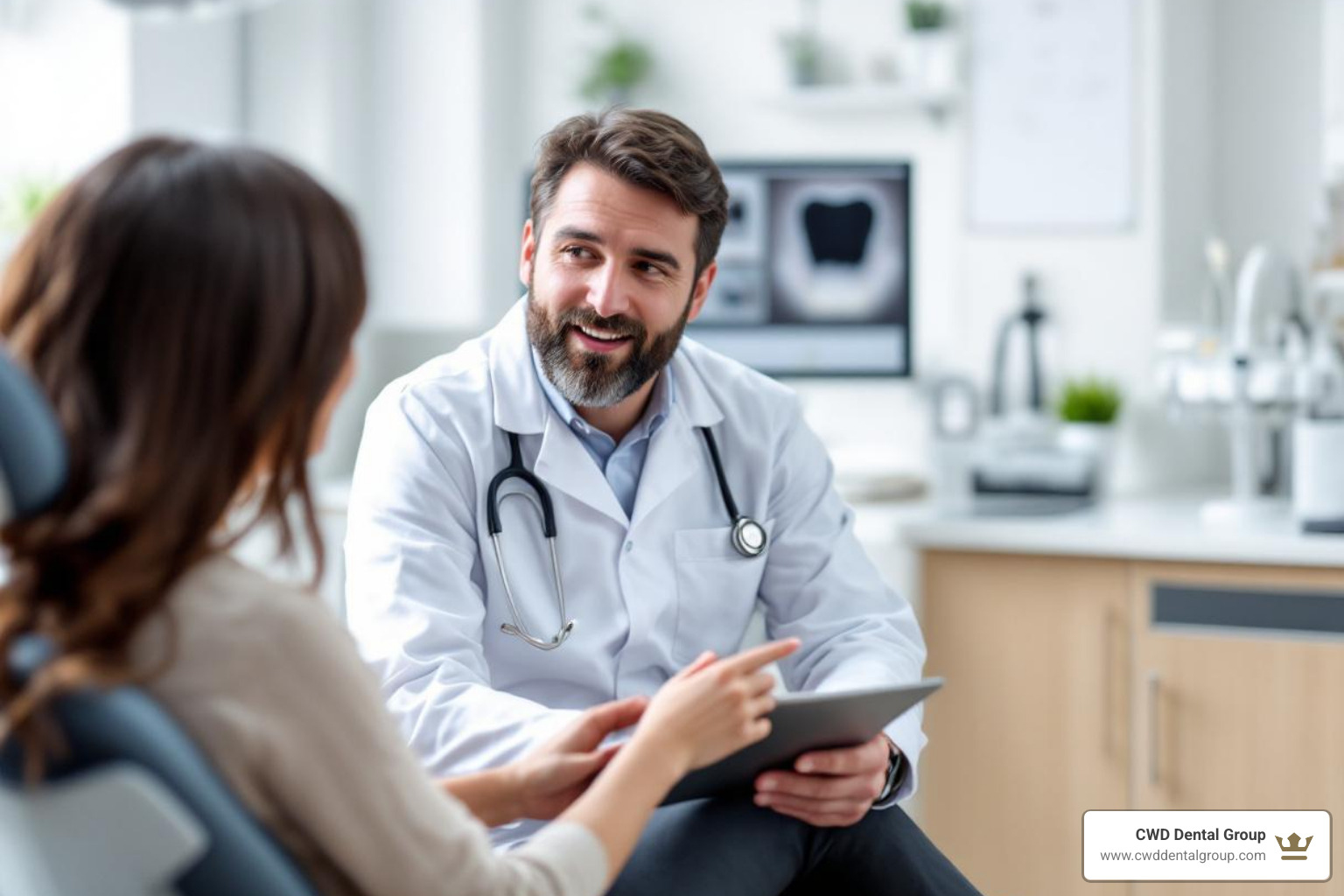 dentist consulting with patient - Porcelain veneers Tallahassee dentist consulting with patient - Porcelain veneers Tallahassee